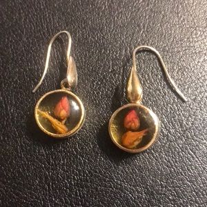 Real Rose Bud earrings